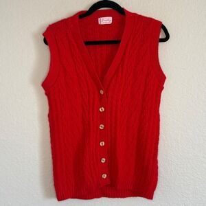 Vintage Bradley Womens Small‎ Red Sweater Vest Cable Knit Layer Preppy Old Money